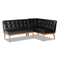 Baxton Studio Arvid Brown Upholstered 2-Piece Wood Dining Corner Sofa Bench 164-10550